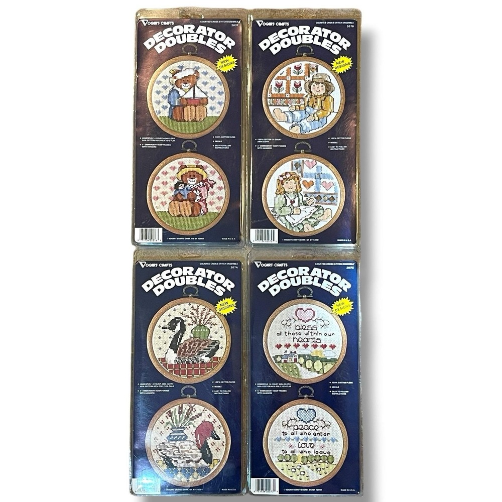 Vogart Crafts Decorator Doubles Counted Cross Stitch Kits Lot of 4 Sealed NOS